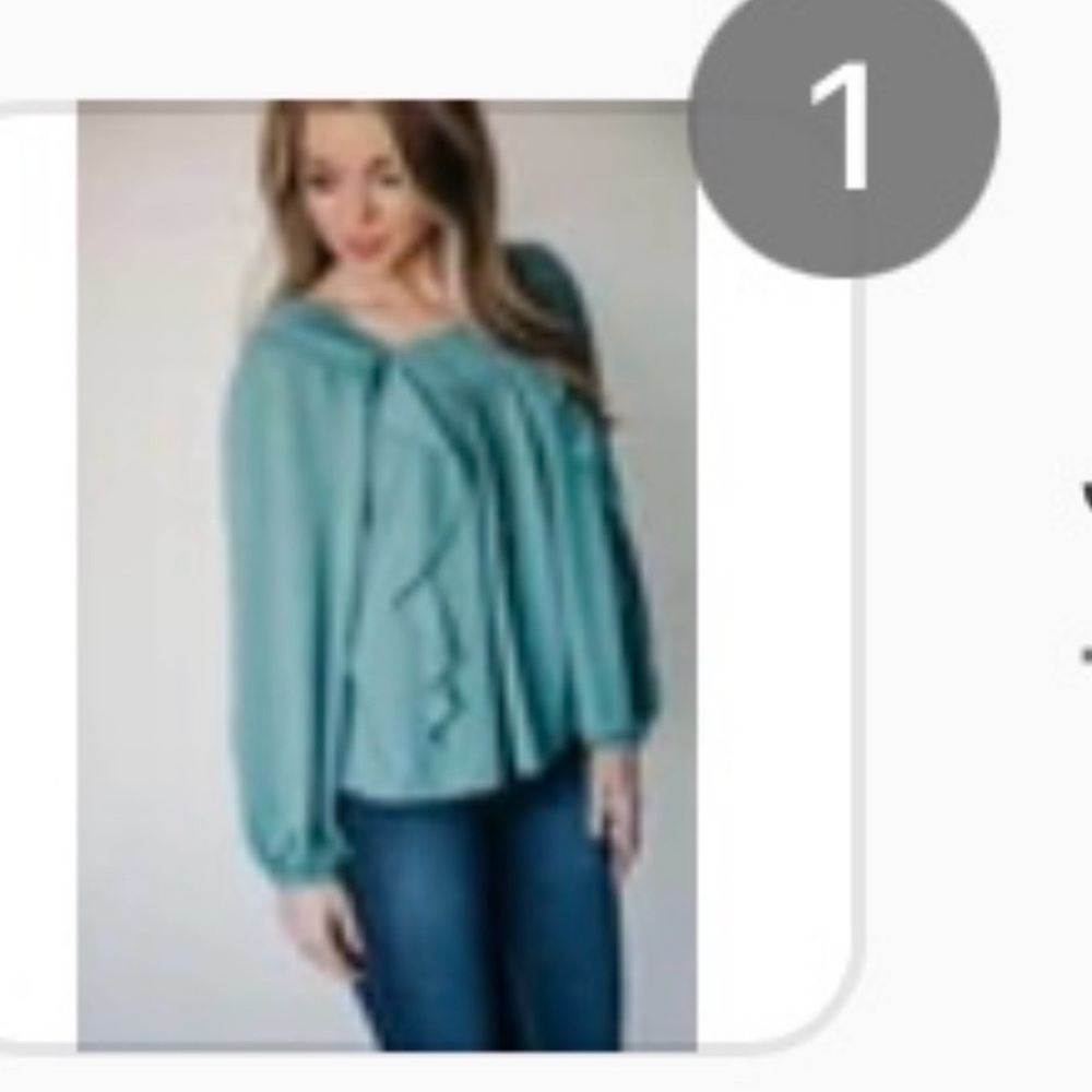 Aaron & Amber Teal Ruffle Blouse - Picture 4 of 4